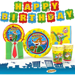Geronimo Stilton Birthday Party Supplies Pack | 58 Pieces | Serves 8 Guests