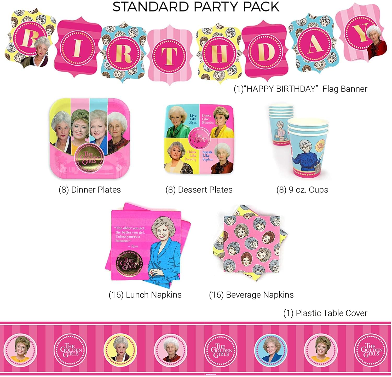 The Golden Girls Birthday Party Supplies Pack | 58 Pieces | Serves 8 Guests