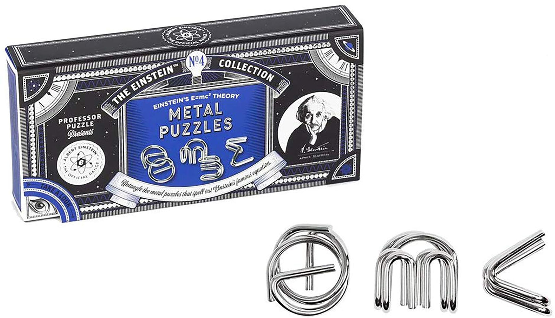 The Einstein Collection E=Mc2 Metal Brain Teaser Puzzle Set | 3 Pieces