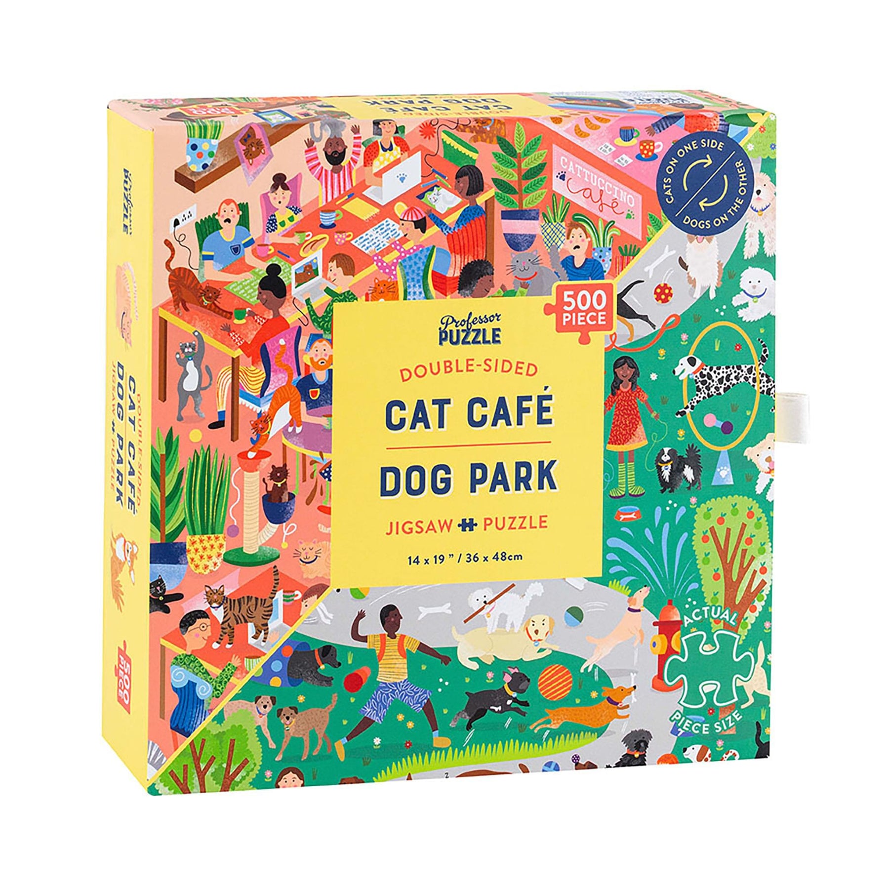 Cat Cafe & Dog Park Double Sided 500 Piece Jigsaw Puzzle
