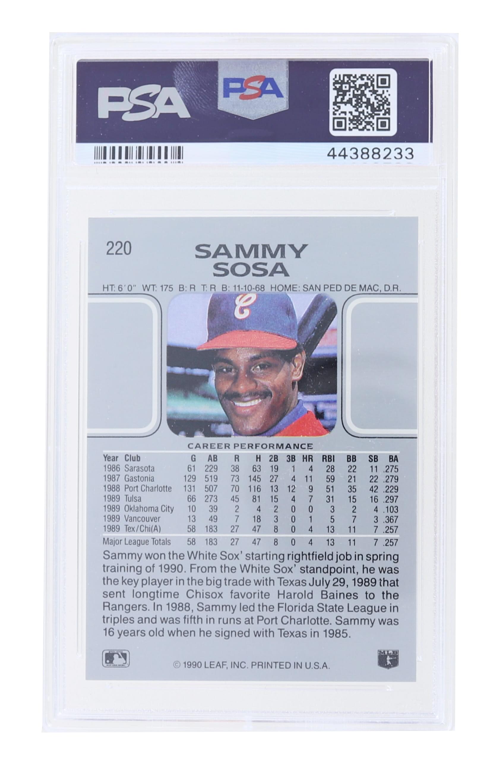 MLB 1990 Leaf #220 Sammy Sosa RC PSA 10