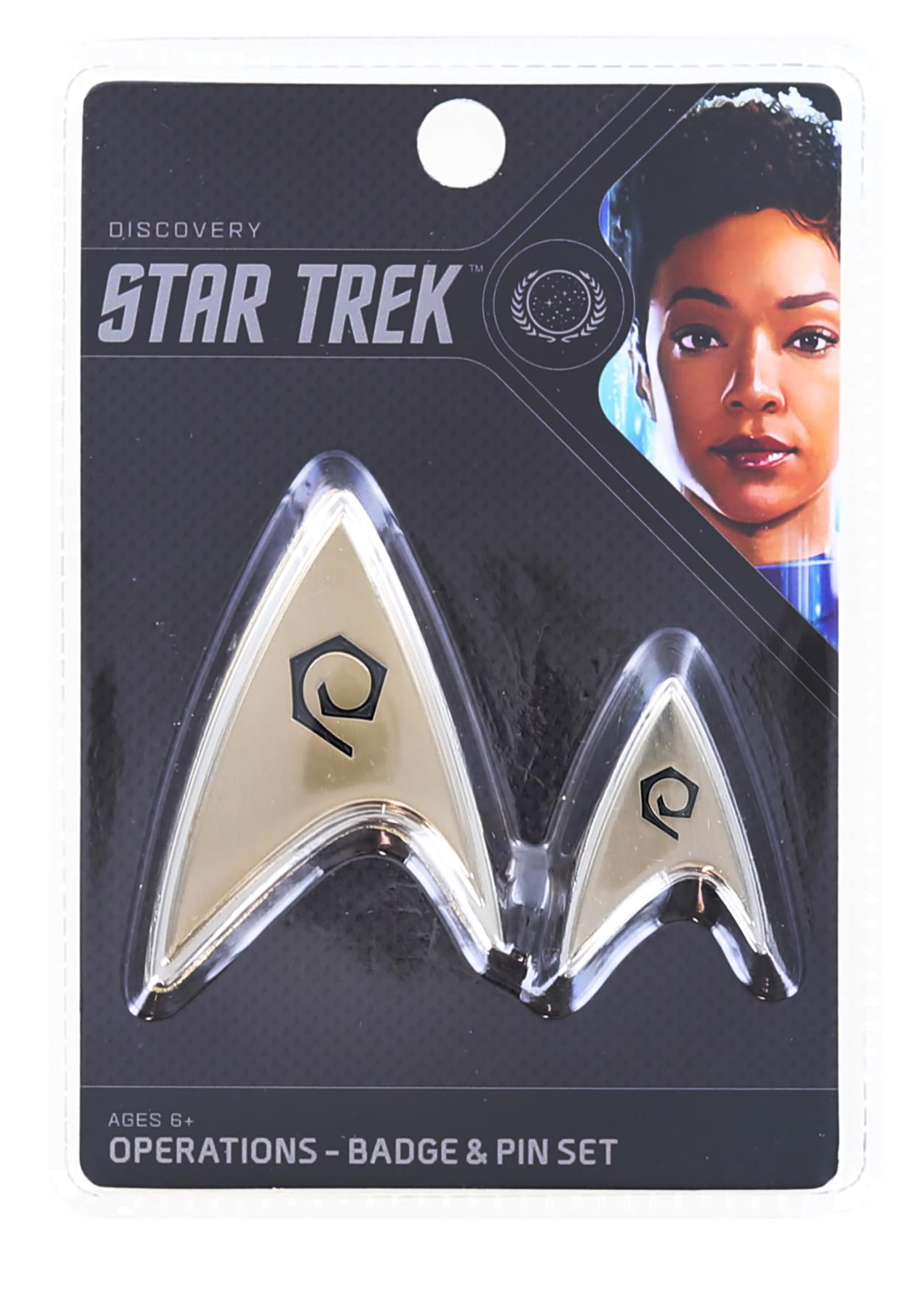 Star Trek Discovery Enterprise Operations Badge and Pin Set