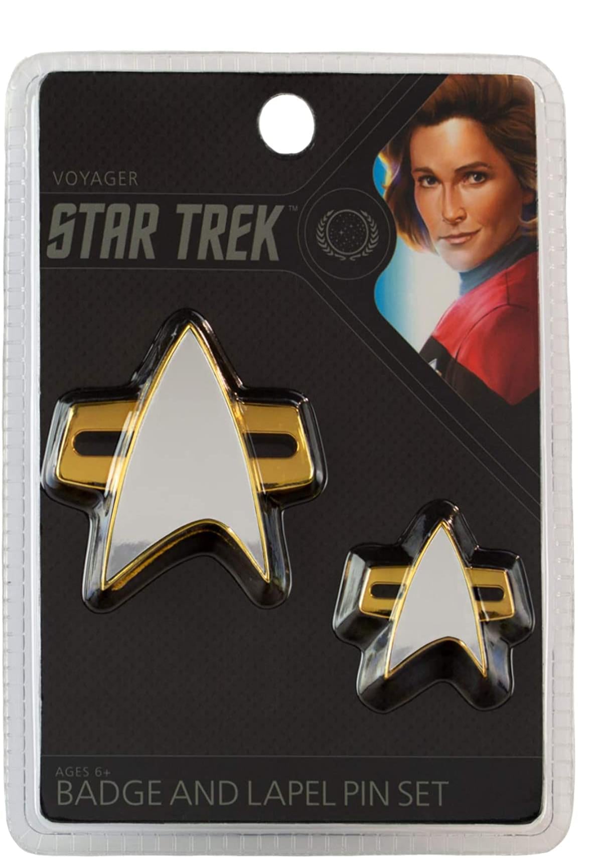 Star Trek Voyager Communicator Badge and Lapel Pin Set