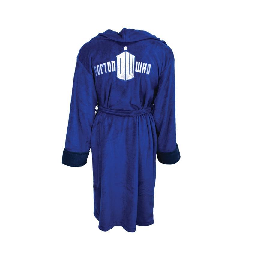 Doctor Who Blue TARDIS Men's Cotton No Hood Bath Robe | One Size