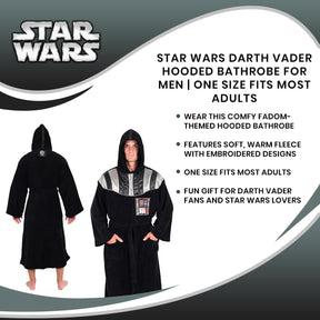 Star Wars Darth Vader Hooded Bathrobe for Men/Women | One Size Fits Most Adults