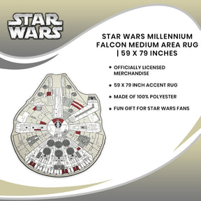 Star Wars Millennium Falcon Medium Area Rug | 59 x 79 Inches