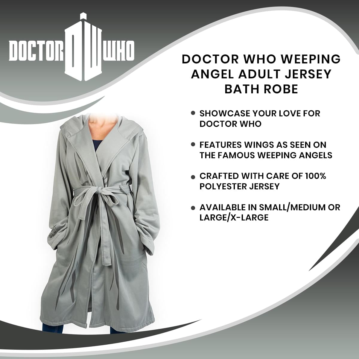 Doctor Who Weeping Angel Adult Jersey Bath Robe