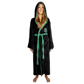 Harry Potter Slytherin Hooded Bathrobe for Adults | One Size Fits Most