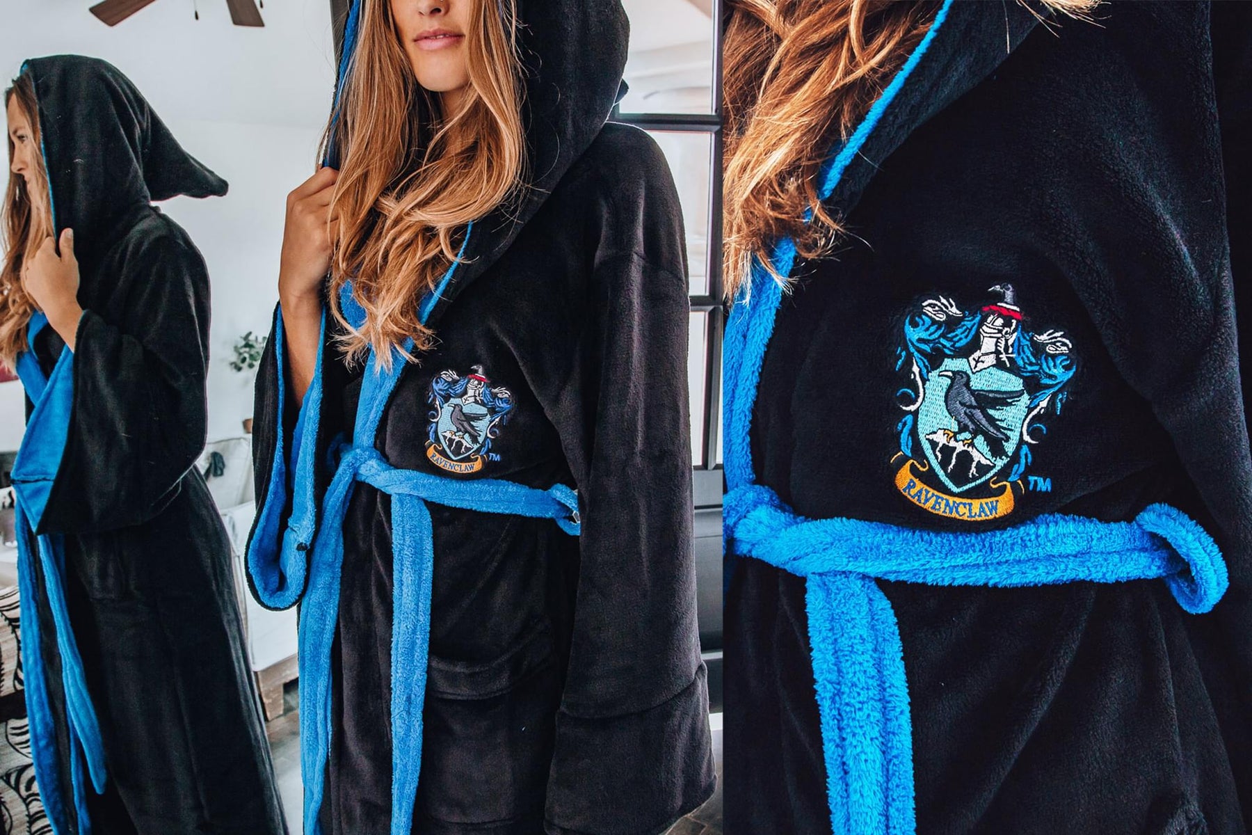 Harry Potter Ravenclaw Hooded Bathrobe for Adults | One Size Fits Most