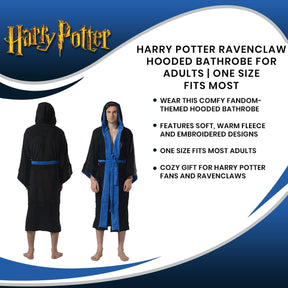 Harry Potter Ravenclaw Hooded Bathrobe for Adults | One Size Fits Most