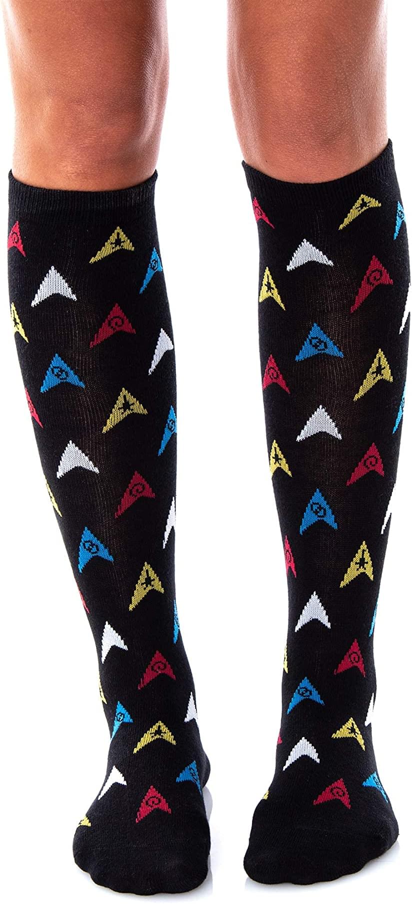 Star Trek Womens Argyle and Trexel Badges Knee High Socks | 2 Pairs