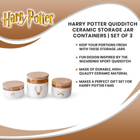 Harry Potter Quidditch Ceramic Storage Jar Containers | Set of 3