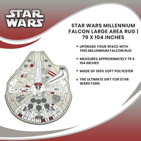 Star Wars Millennium Falcon Large Area Rug | 79 x 104 Inches
