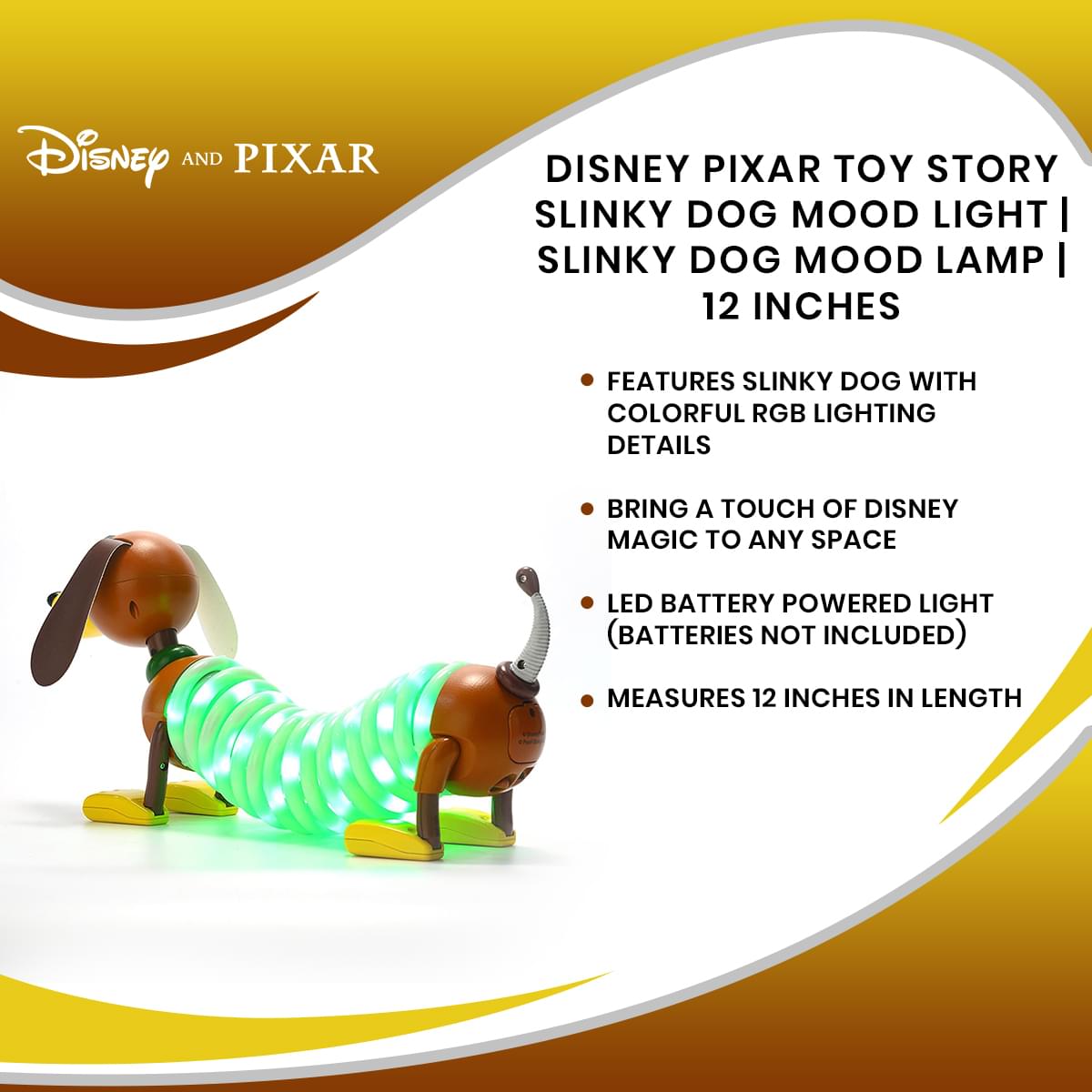 Disney Pixar Toy Story Slinky Dog Mood Light | Slinky Dog Mood Lamp | 12 Inches