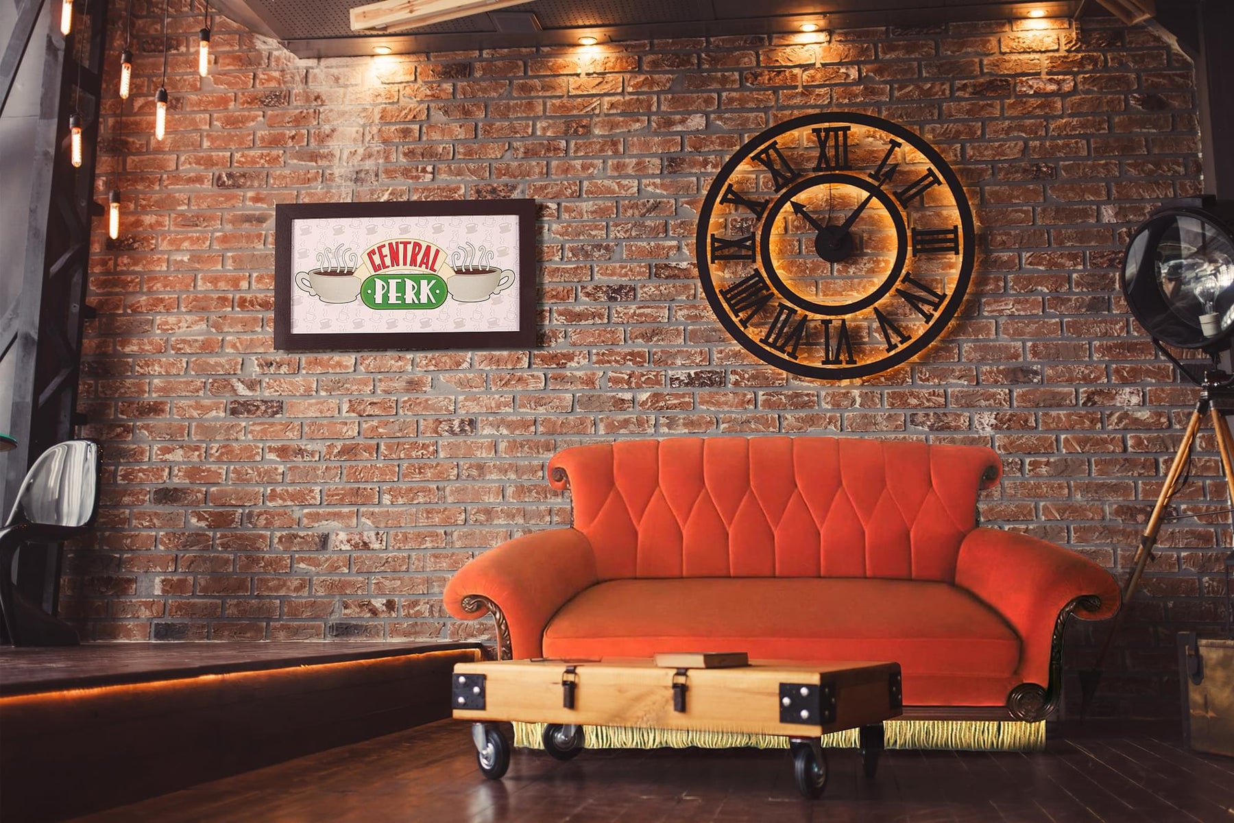Friends Orange Central Perk 3 Seater Couch Free Shipping