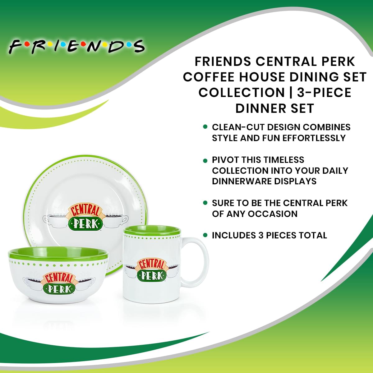 Friends Central Perk Coffee House Dining Set Collection | 3-Piece Dinner Set
