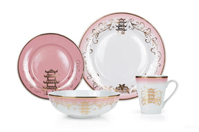 Disney Princess 16-Piece Ceramic Dinnerware Set | Tiana, Rapunzel, Aurora, Mulan