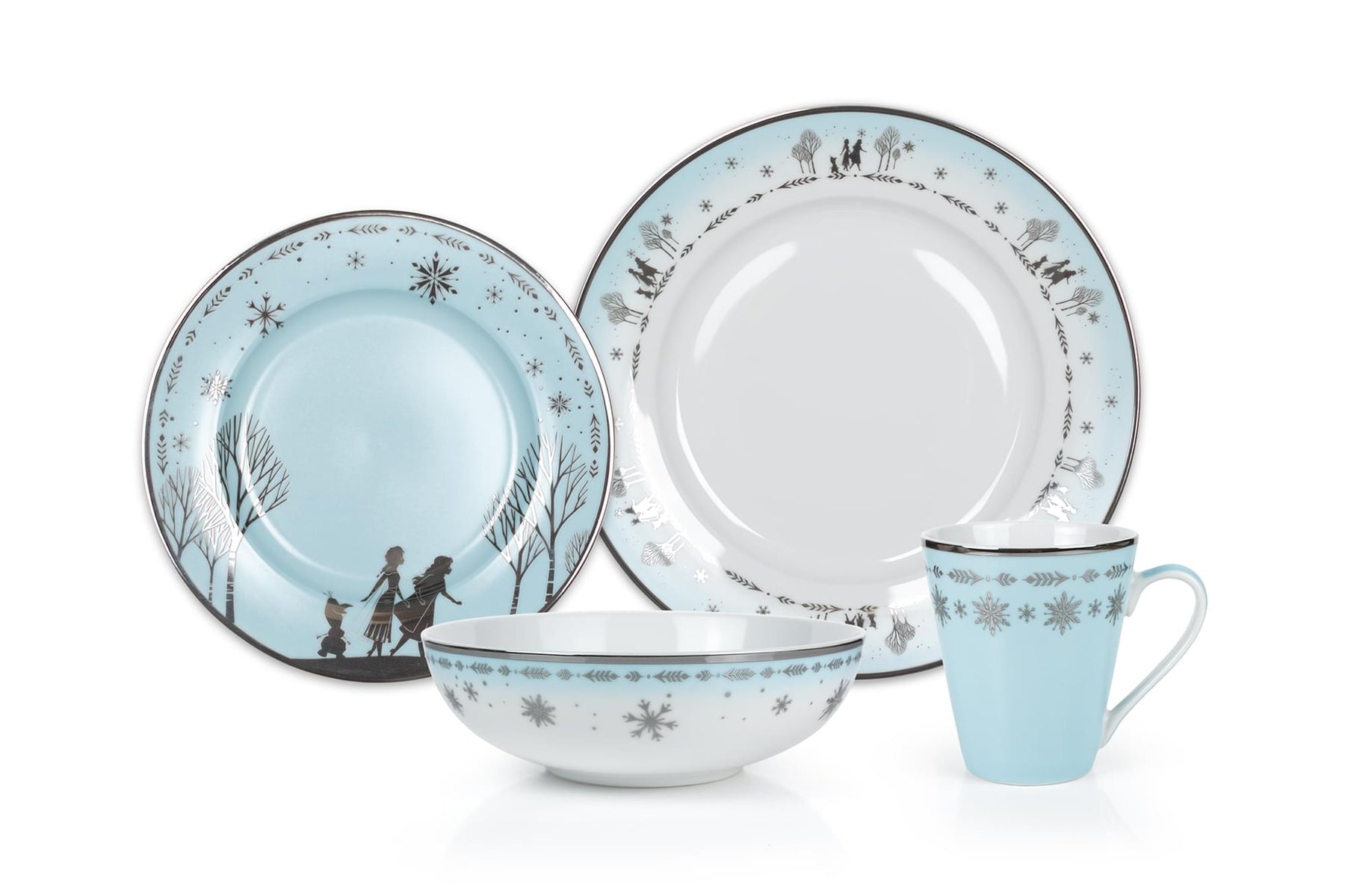 Disney Frozen 2 Anna & Elsa Ceramic Dining Set Collection | 16-Piece Dinner Set