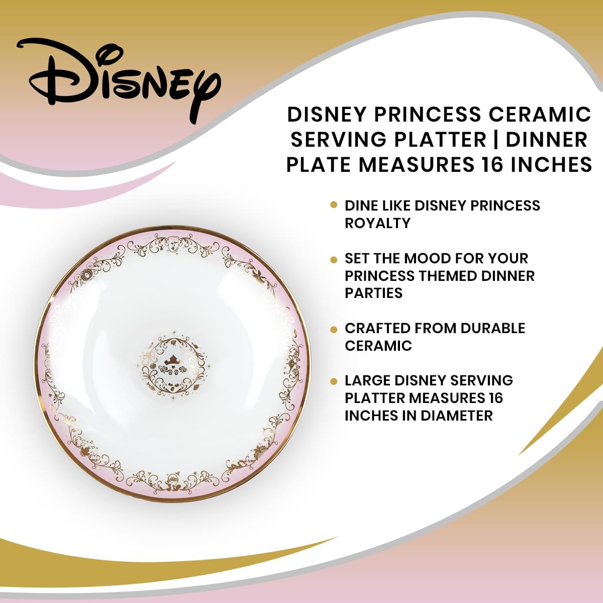 Disney Princess Ceramic Serving Platter | Plate Measures 16 Inches