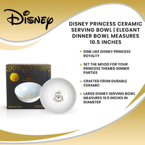 Disney Princess Ceramic Serving Bowl | Elegant Dinner Bowl Measures 10.5 Inches