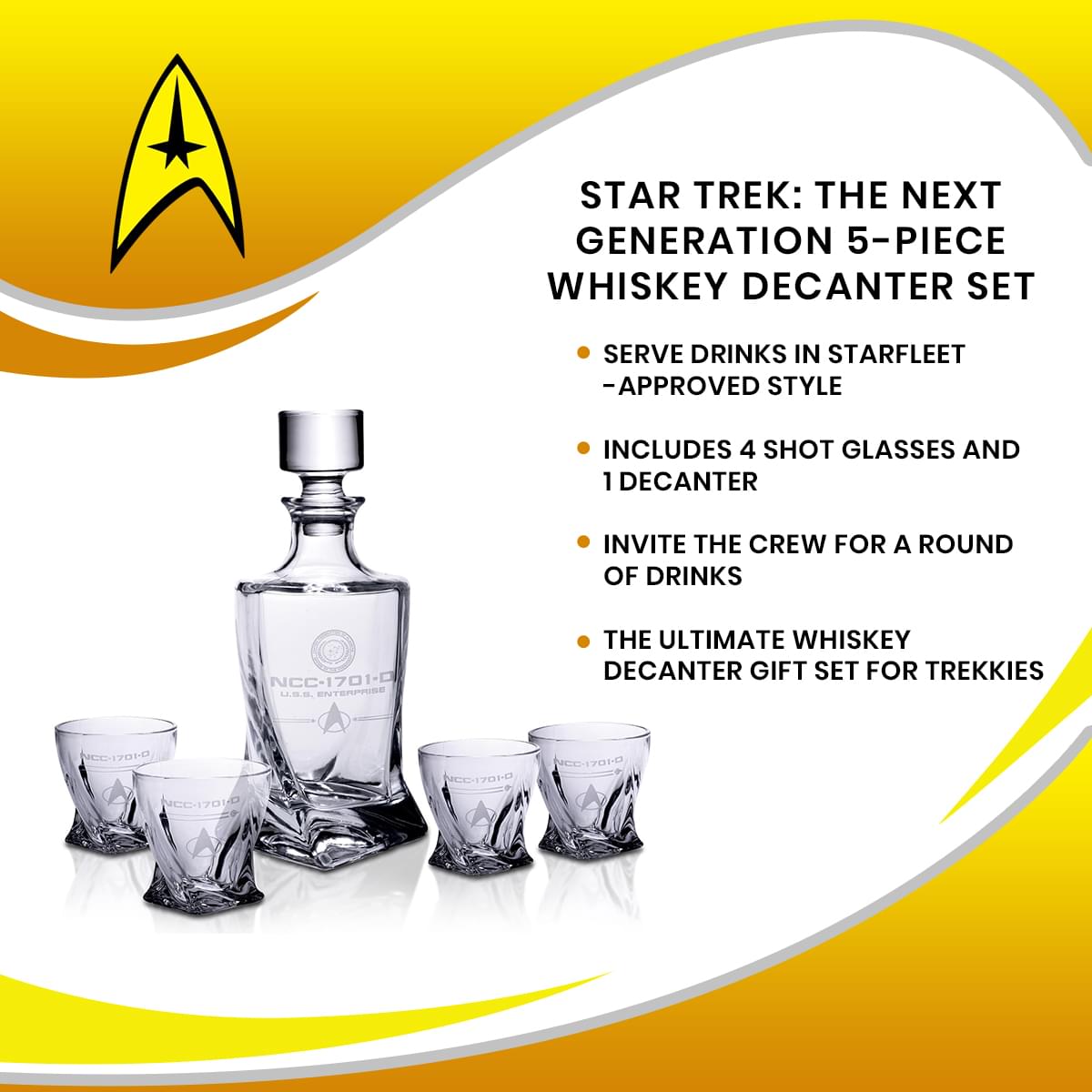 Star Trek: The Next Generation 5-Piece Whiskey Decanter Set