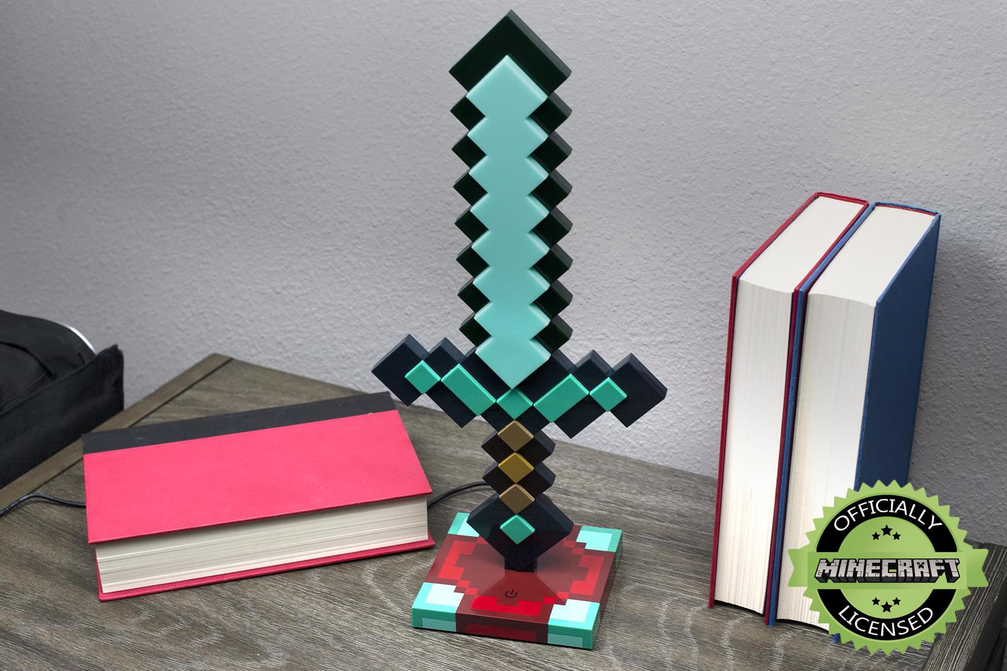 Minecraft Diamond Sword 14 Inch USB Desk LED Bedside Night Light Lamp for Gamers
