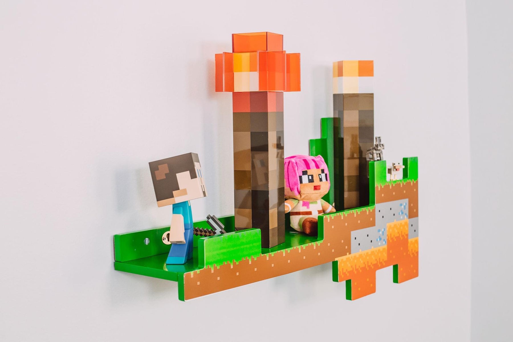 Minecraft Overworld Wall Shelf | 2 Feet Long | Holds 15 Pounds