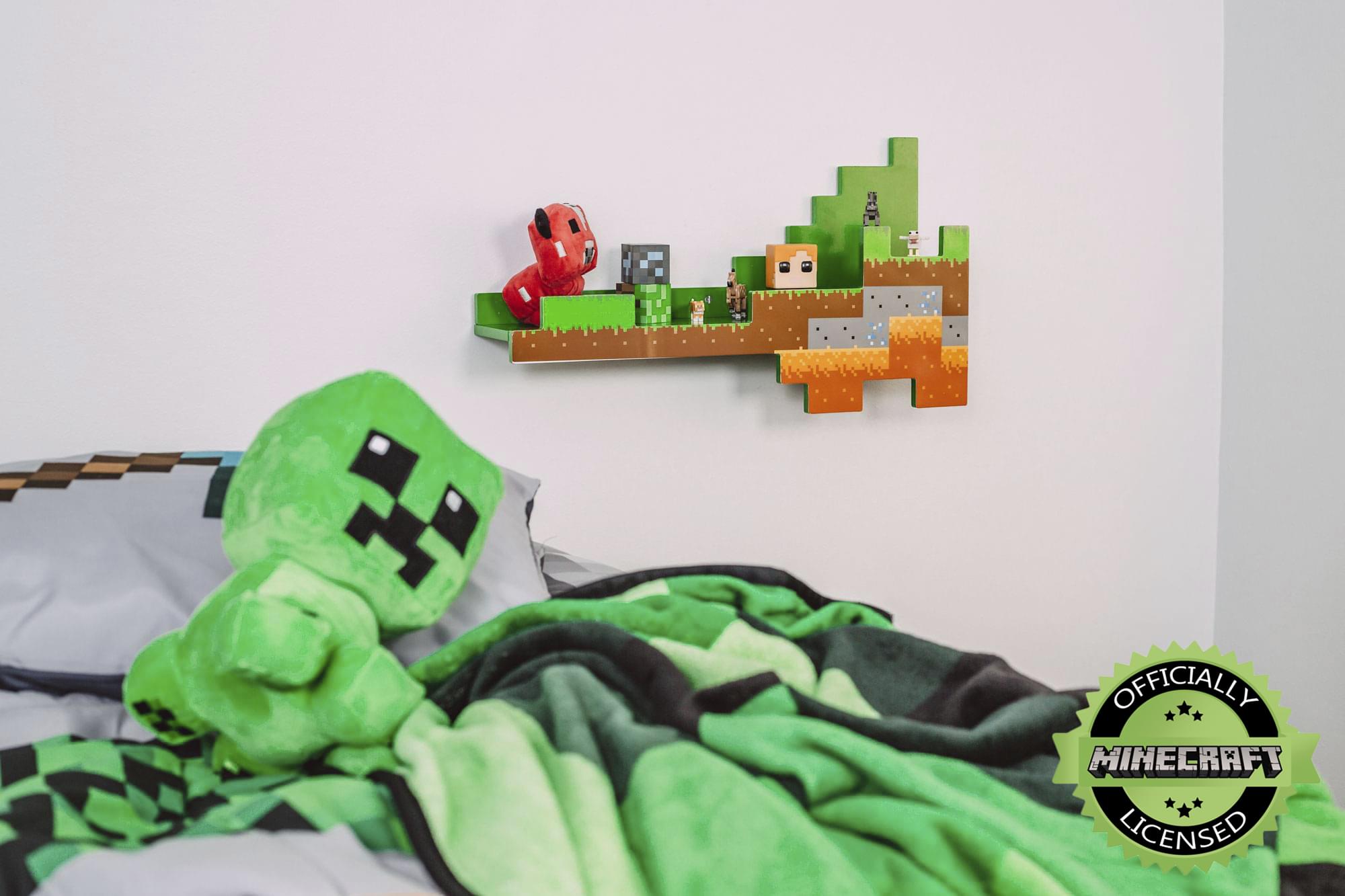 Minecraft Overworld Wall Shelf | 2 Feet Long | Holds 15 Pounds