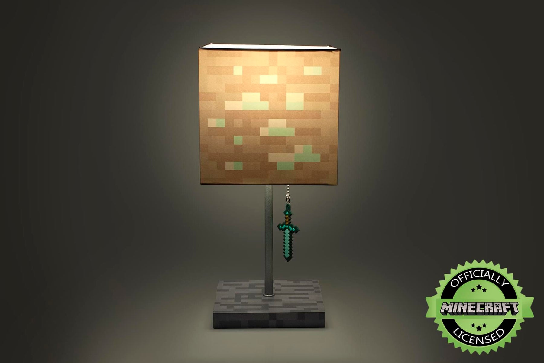 Minecraft Diamond Ore LED Lamp w/ 3D Diamond Sword Pull | 14-Inch Desk Lamp