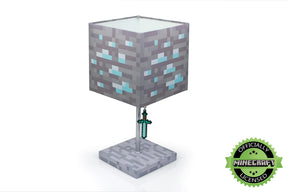 Minecraft Diamond Ore LED Lamp w/ 3D Diamond Sword Pull | 14-Inch Desk Lamp