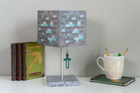 Minecraft Diamond Ore LED Lamp w/ 3D Diamond Sword Pull | 14-Inch Desk Lamp