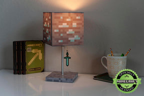 Minecraft Diamond Ore LED Lamp w/ 3D Diamond Sword Pull | 14-Inch Desk Lamp