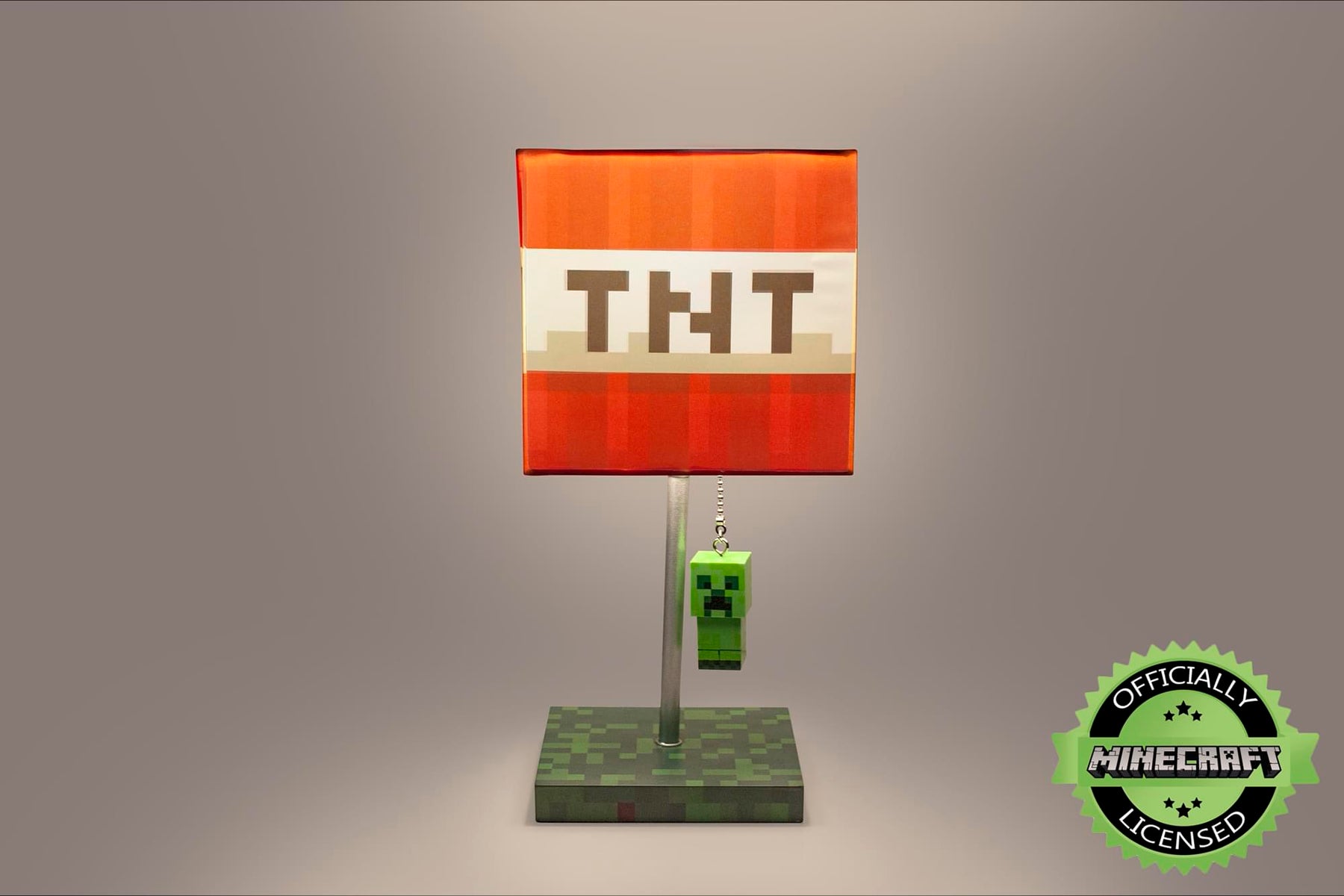 Minecraft TNT Block Desk Lamp with 3D Creeper Puller | 14-Inch LED Lamp Light