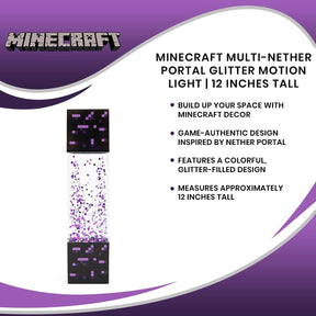 Minecraft Multi-Nether Portal Glitter Motion Light | 12 Inches Tall