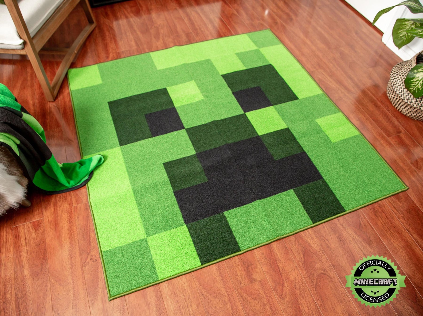 Minecraft Green Creeper Square Area Rug | 52 Inches