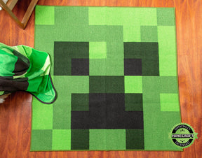 Minecraft Green Creeper Square Area Rug | 52 Inches