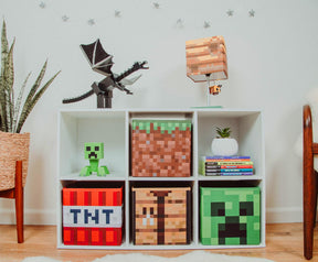 Minecraft 10-Inch Storage Bin Organizer Set | Creeper, TNT, Grass, Craft Table