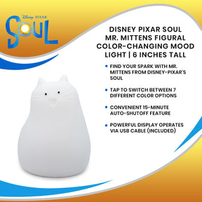 Disney Pixar Soul Mr. Mittens Figural Color-Changing Mood Light | 6 Inches Tall