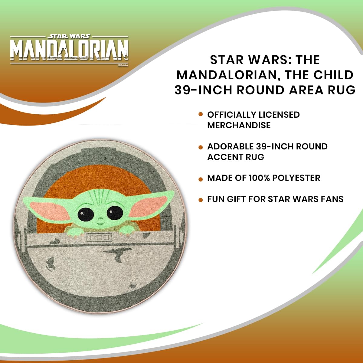 Star Wars: The Mandalorian, The Child 39-Inch Round Area Rug