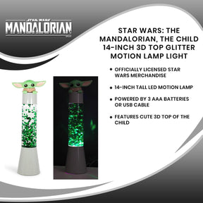 Star Wars: The Mandalorian, The Child 14-Inch 3D Top Glitter Motion Lamp Light