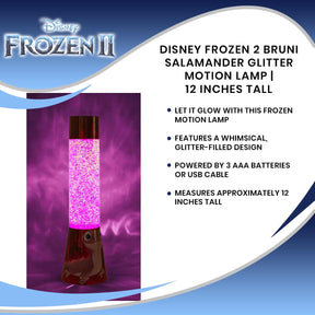 Disney Frozen 2 Bruni Salamander Glitter Motion Lamp | 12 Inches Tall