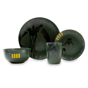Star Wars Boba Fett Mandalorian Stoneware Plates & Bowl Collection | 4-Piece Set