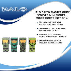 HALO Green Master Chief Evolved Mini Figural Mood Lights | Set of 4