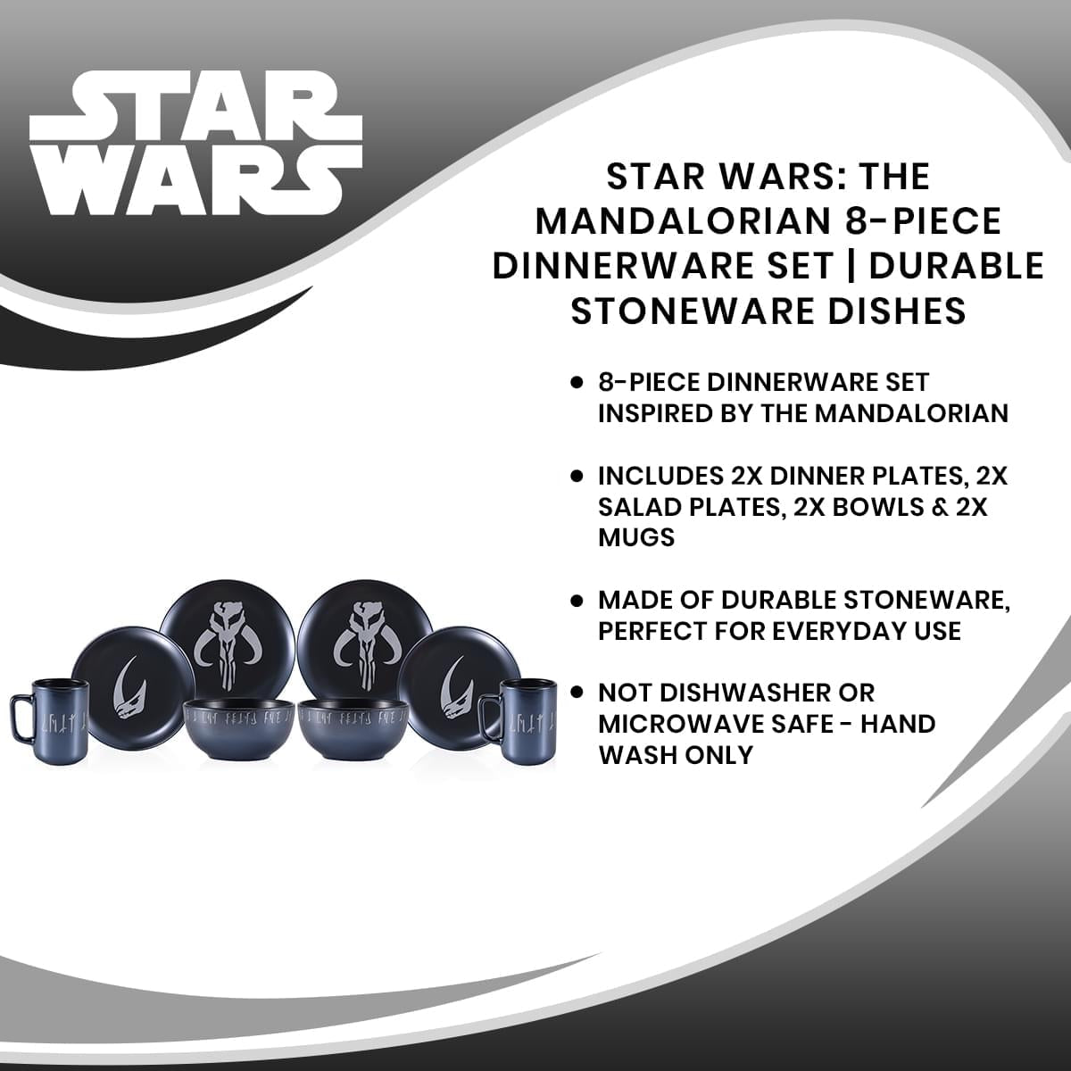 Star Wars The Mandalorian 8-Piece Limited Edition Stoneware Dinnerware Set