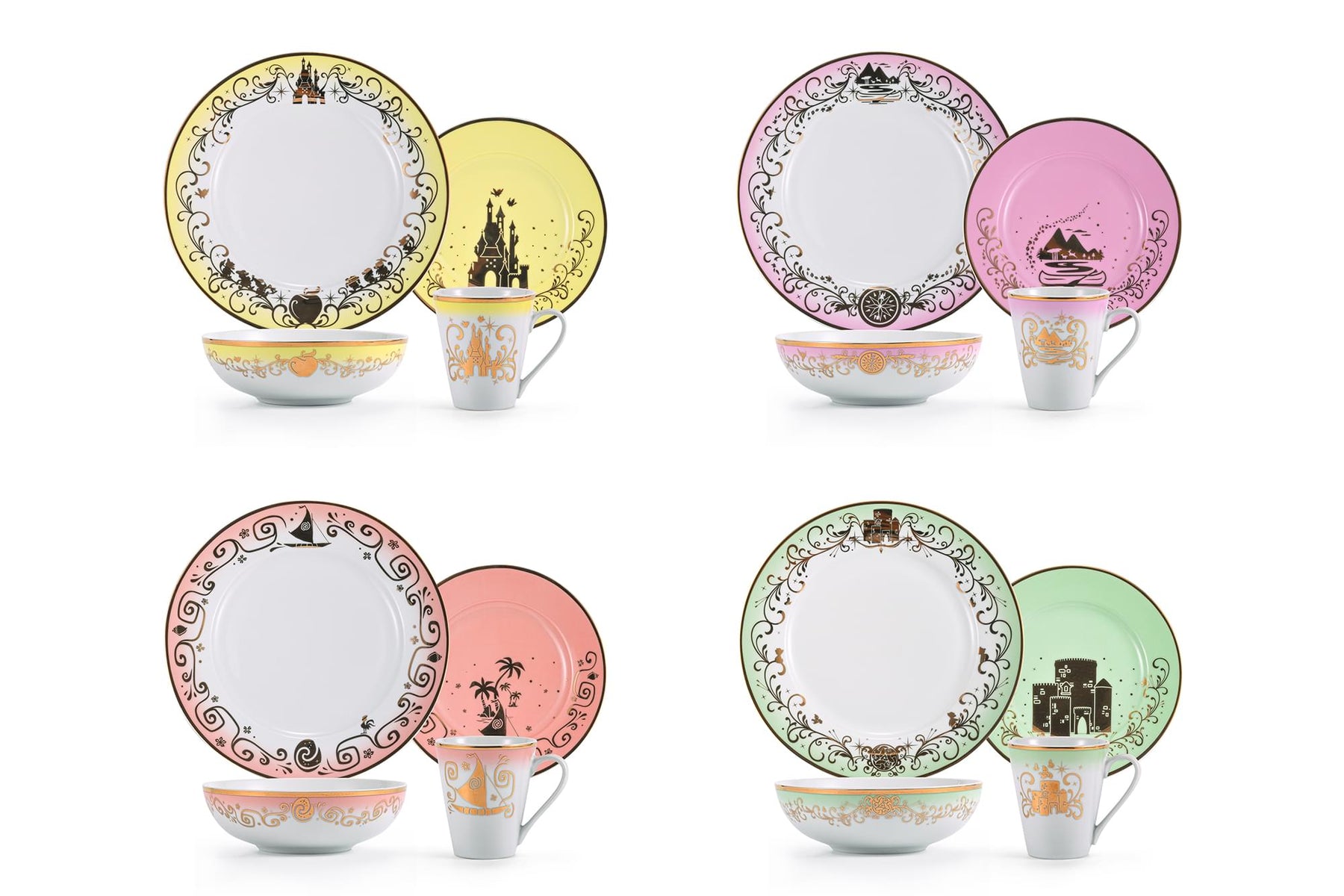 Disney Princess 16-Piece Dinnerware Set | Merida, Pocahontas, Moana, Snow White