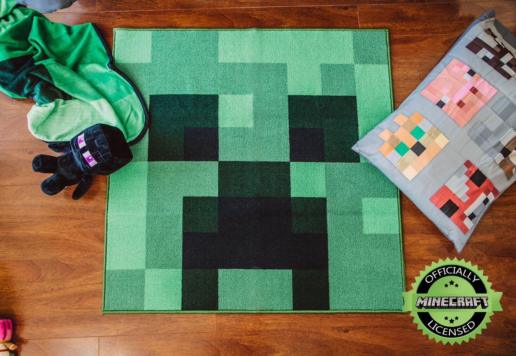 Minecraft Creeper Area Rug | Creeper Minecraft Rug | 39-Inch Square Area Rug