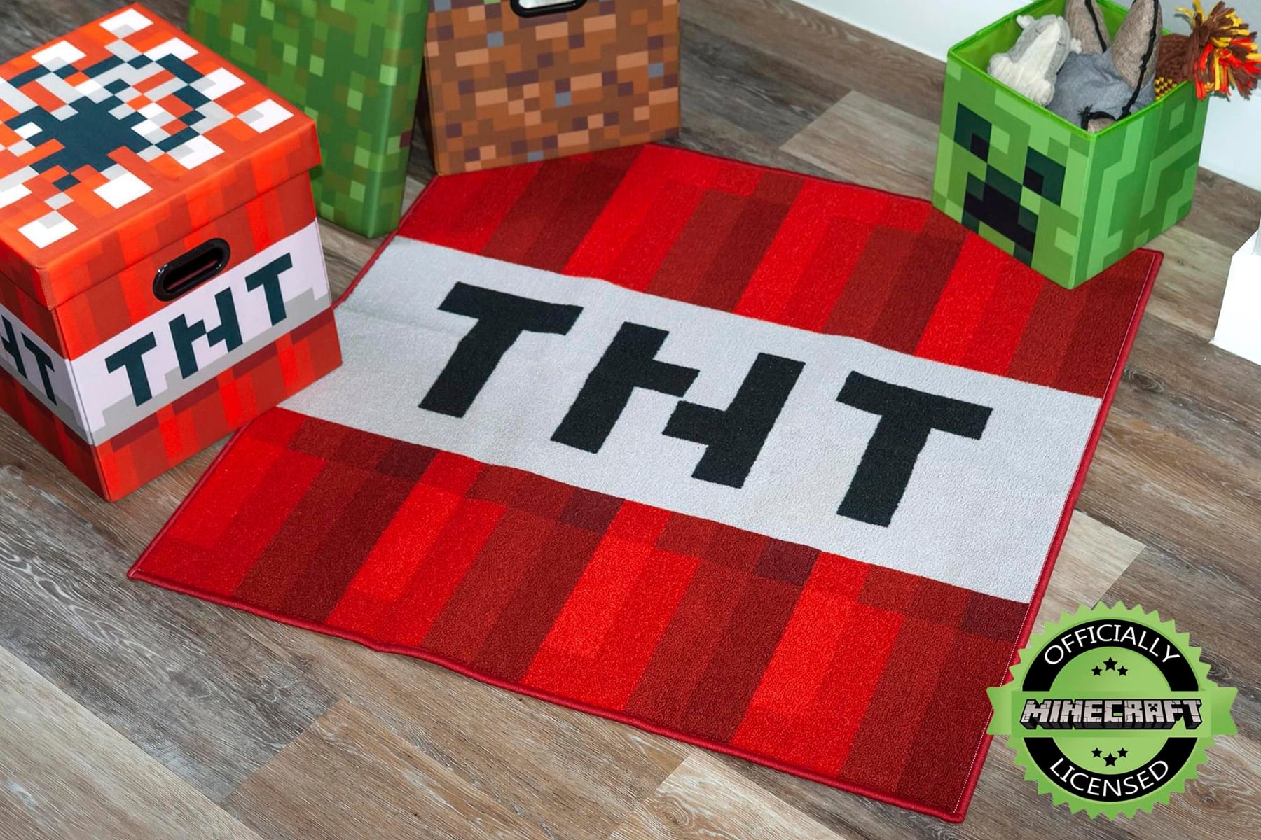 Minecraft TNT Block Area Rug | TNT Block Minecraft Rug | 39-Inch Square Area Rug