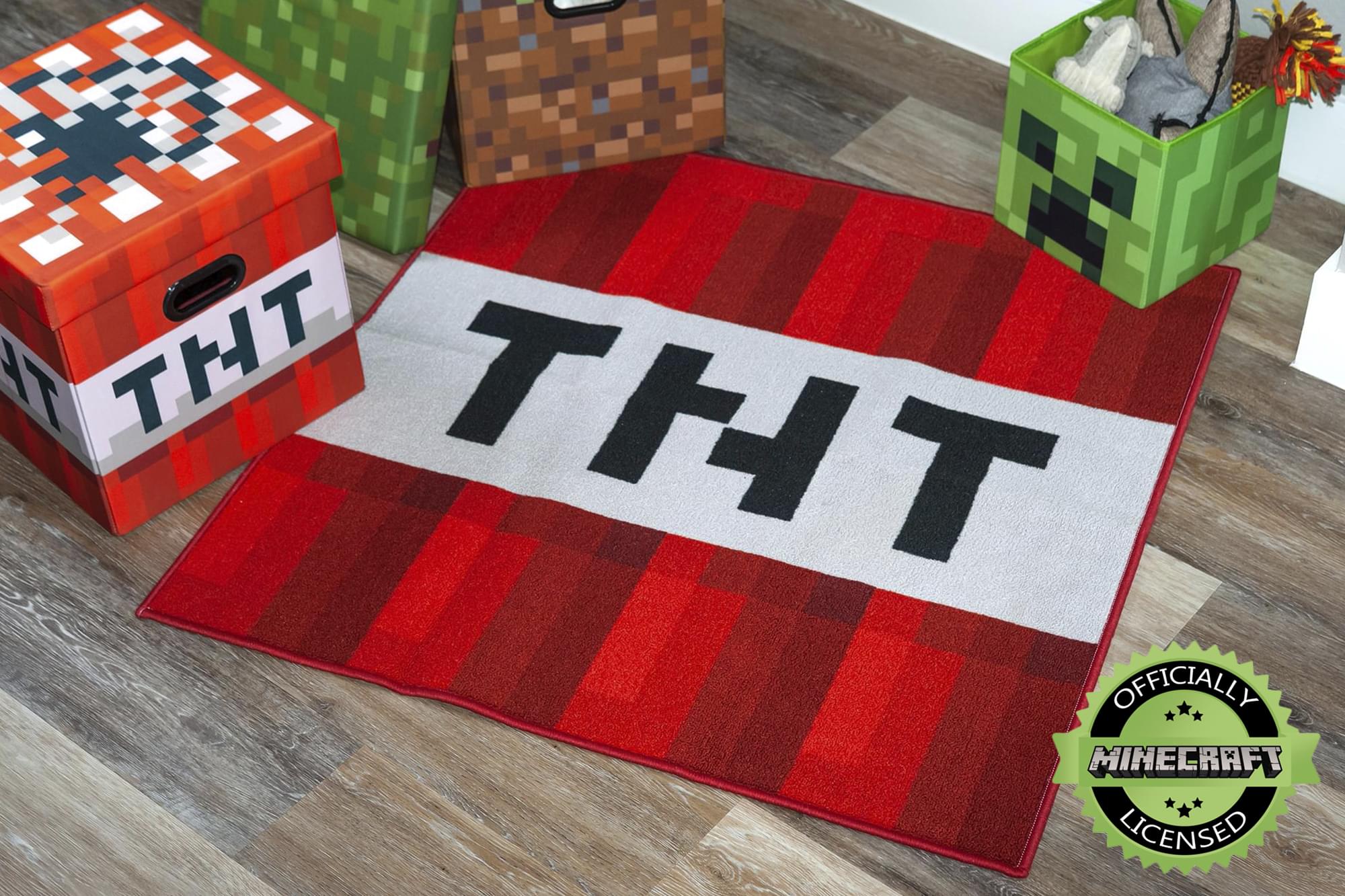 Minecraft TNT Block Area Rug | TNT Block Minecraft Rug | 39-Inch Square Area Rug