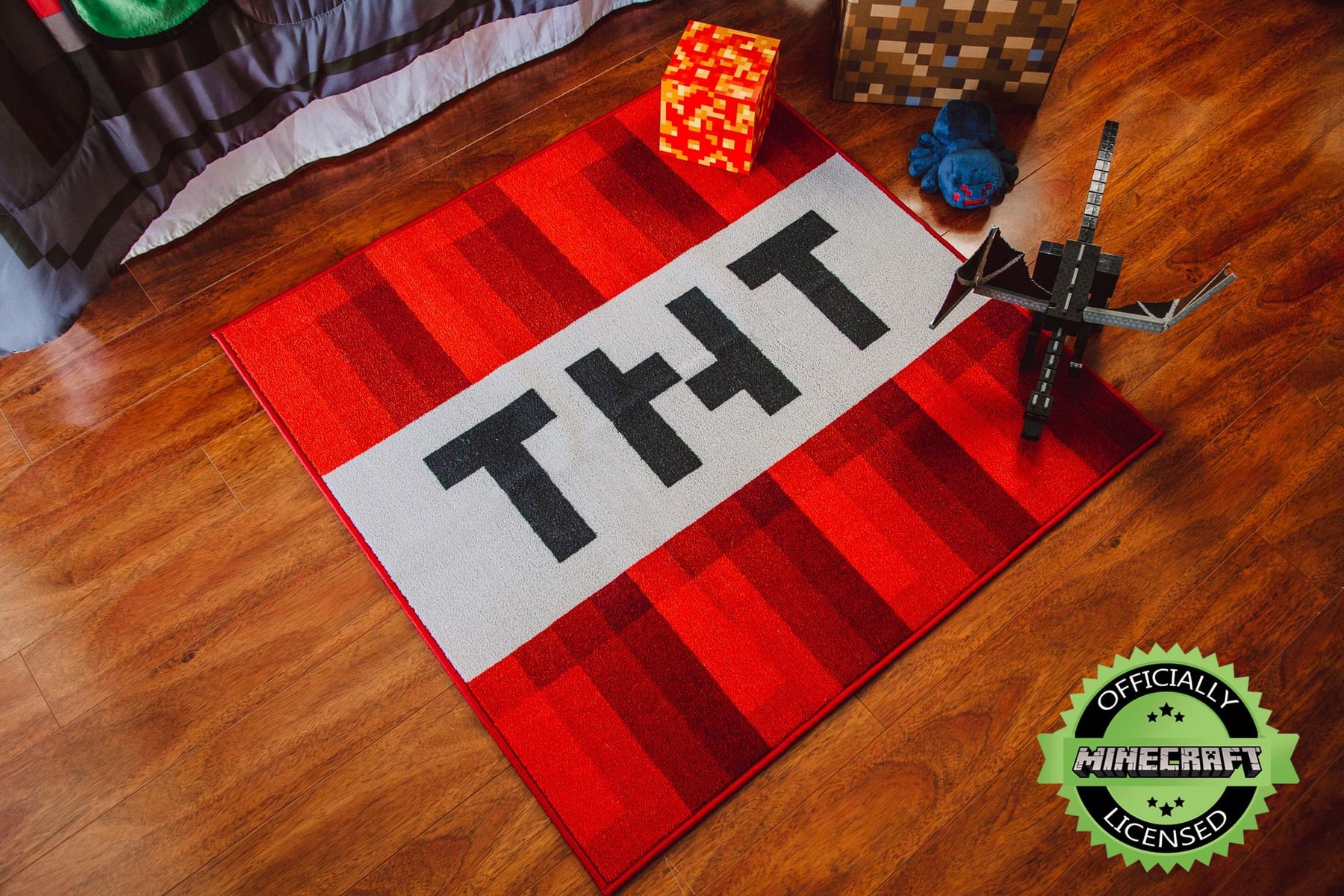 Minecraft TNT Block Area Rug | TNT Block Minecraft Rug | 39-Inch Square Area Rug