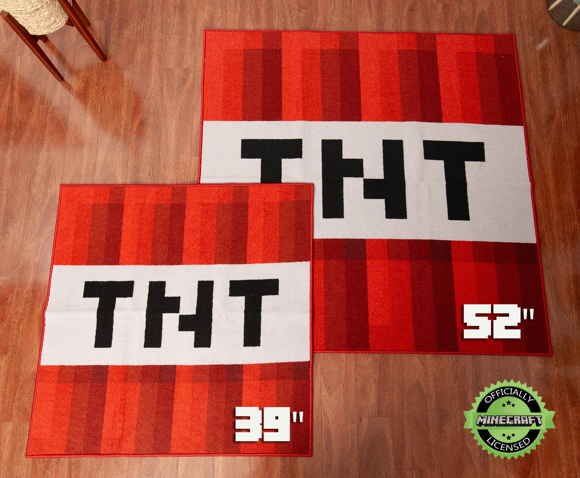 Minecraft Red TNT Block Square Area Rug | 52 Inches